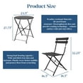 thumbnail image 2 of Premium Steel Patio Bistro Set, Folding Outdoor Patio Furniture Sets, 3 Piece Patio Set of Folding Patio Table and Chairs,Black, 2 of 5
