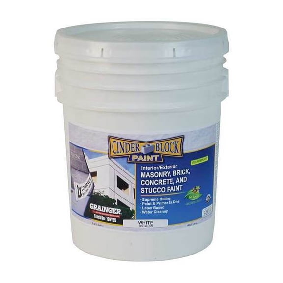 Rae Exterior Paint, Flat, Water Base, White, 5 gal 9610-05