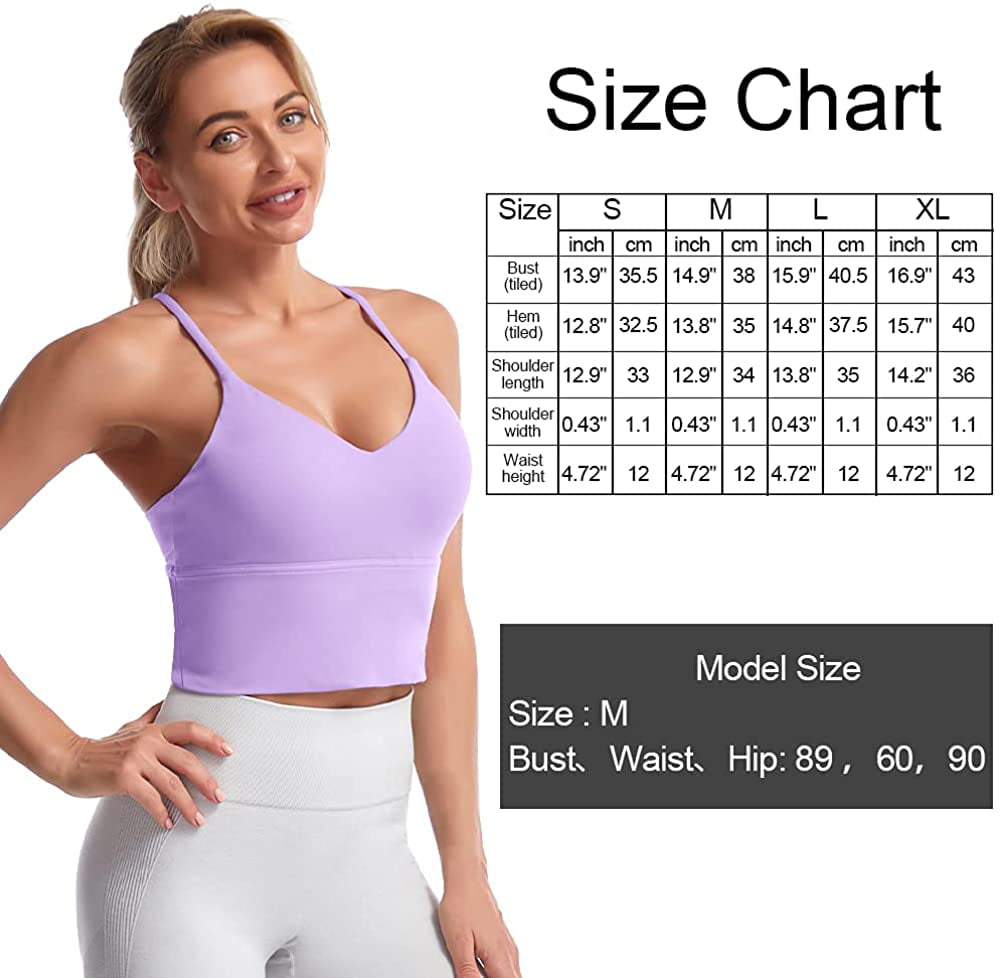 Hers Intimate Longline Sports Bra Seamless Strappy Padded Sports Bras for Women Yoga Gym Workout Fitness