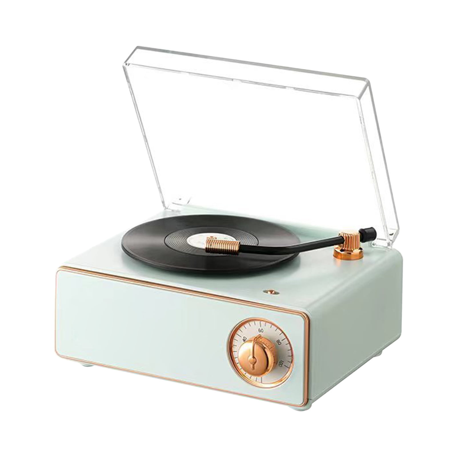 New Vintage Vinyl Bluetooth Speaker Phonograph Wireless Audio Player with Alarm Clock Retro Mini Portable Music Player for Travel Outdoor Home Use Gift Idea