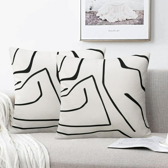 Ryan; Decorative Throw Pillow Covers Set of 2 Couch Pillows Farmhouse Line Pillow Covers 18x18 for Sofa Couch Chair Bedroom Modern Decor,Black and White