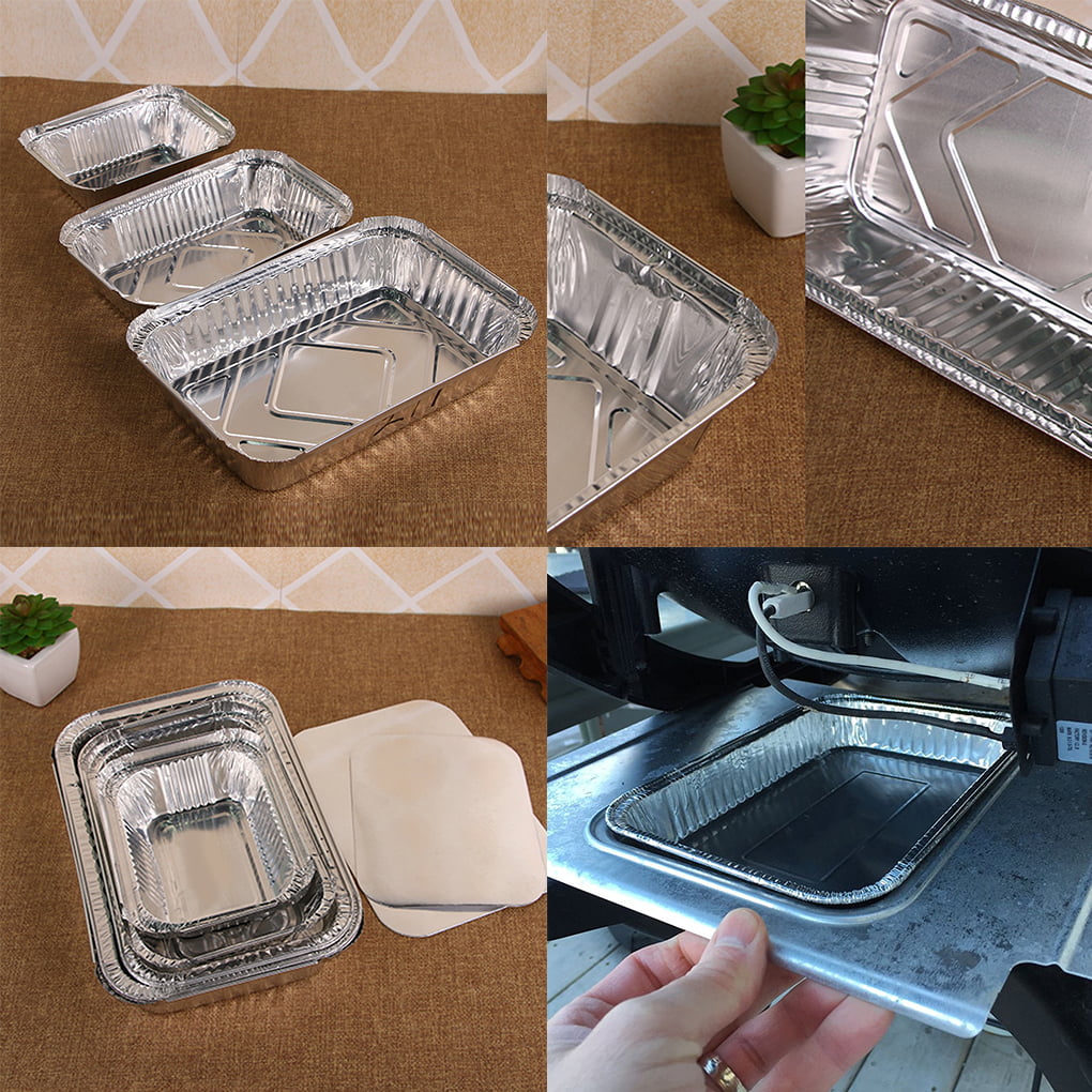 10pcs Rectangle Shaped Disposable Aluminum Foil Pan Take-out Food  Containers with Aluminum Lids/Without Lid 