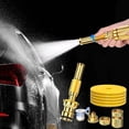 thumbnail image 1 of Set de manguera con boquilla para lavado de autos a alta presión color dorado | Herramienta de riego presurizado para el hogar | Manguera plástica duradera de 10 metros | Rociador con múltiples, 1 of 9