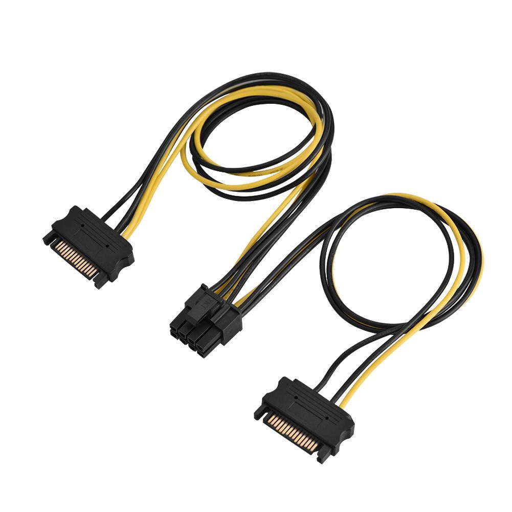 15Pin Dual Sata Male To 8Pin Female PciE Pci Express Power Supply Adapter Cable 0.4M, Sata To