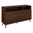 thumbnail image 1 of 52" Mid Century 3-Drawer 1-Door Wood Sideboard - Dark Walnut, 1 of 6