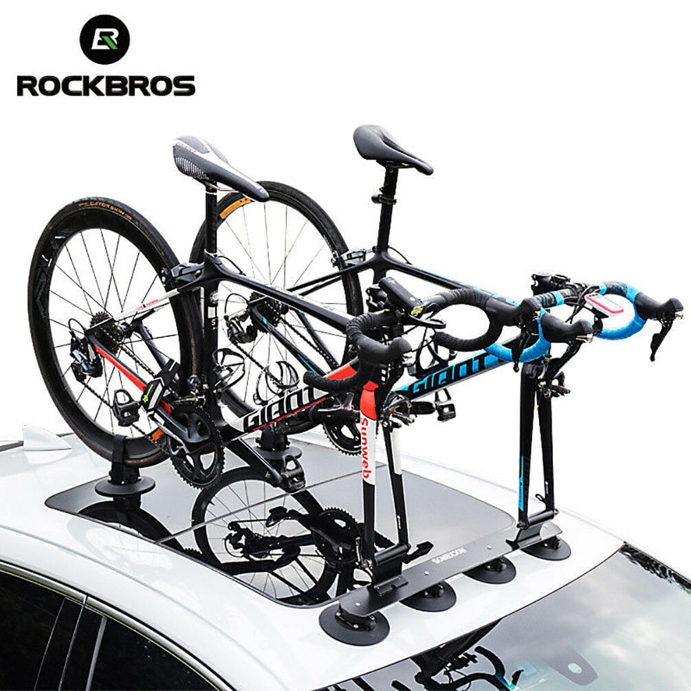 RockBros Rooftop Bike Rack Quick Release Aluminium Alloy Bike Carrier with Sucker for Car Black, 12MM Adaptor 100 