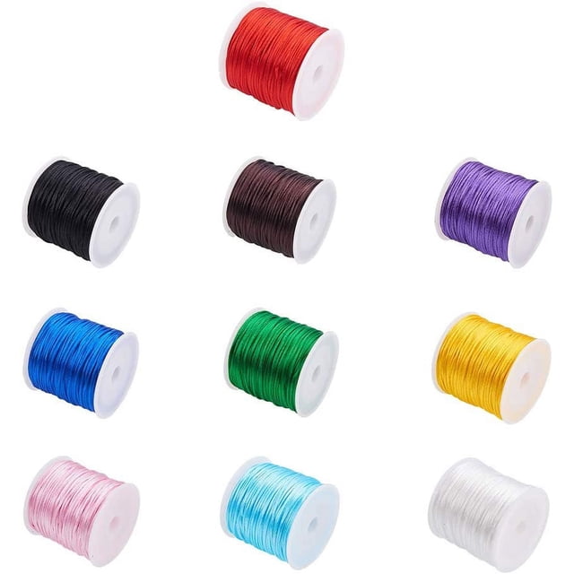 Cordón de nailon de 1 mm, 300 metros, 10 colores, 1 mm, para nudos chinos, macramé Shamballa, abalorios.