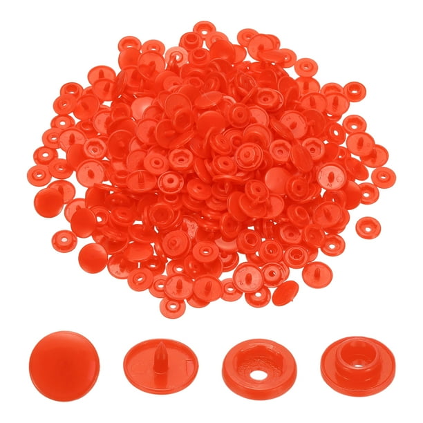 Uxcell 100 juegos de broches de plástico de resina T5, botones de presión redondos brillantes sin coser para costura de telas, manualidades, ropa, bolsas (Rojo Naranja)
