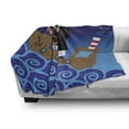 thumbnail image 3 of Nautical Soft Flannel Fleece Blanket, Captain on Ship with Wavy Ocean Cartoon Style Illustration Marine Adventure Design, Cozy Plush for Indoor and Outdoor Use, 60" x 80", Multicolor, by Ambesonne, 3 of 6
