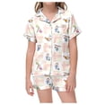 thumbnail image 1 of TZEWGL Pyjamas For Infant Cute Printed Short Sleeve Button Up Top And Shorts 2 Pcs Set Homewear For Kids size 13-14T, 1 of 5