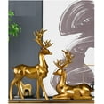 thumbnail image 3 of CoreLiving Golden Deer Decor, Elegant Gold Reindeer Statue Set, Seated and Standing Christmas Deer Sculpture, Luxurious Minimalist Home Decor for Living Room, Office Desk, Wine Cabinet, Display Shelf, 3 of 9