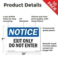thumbnail image 2 of Exit Only Do Not Enter OSHA Notice Rigid Plastic Sign 10 Inch x 7 Inch - 10 Pack, 2 of 8