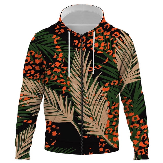 Fashion Men Casual Zipper Hoodies Spring and Autumn Male Sweatshirts Oversize Outwear Jacket Abstract pattern Coat