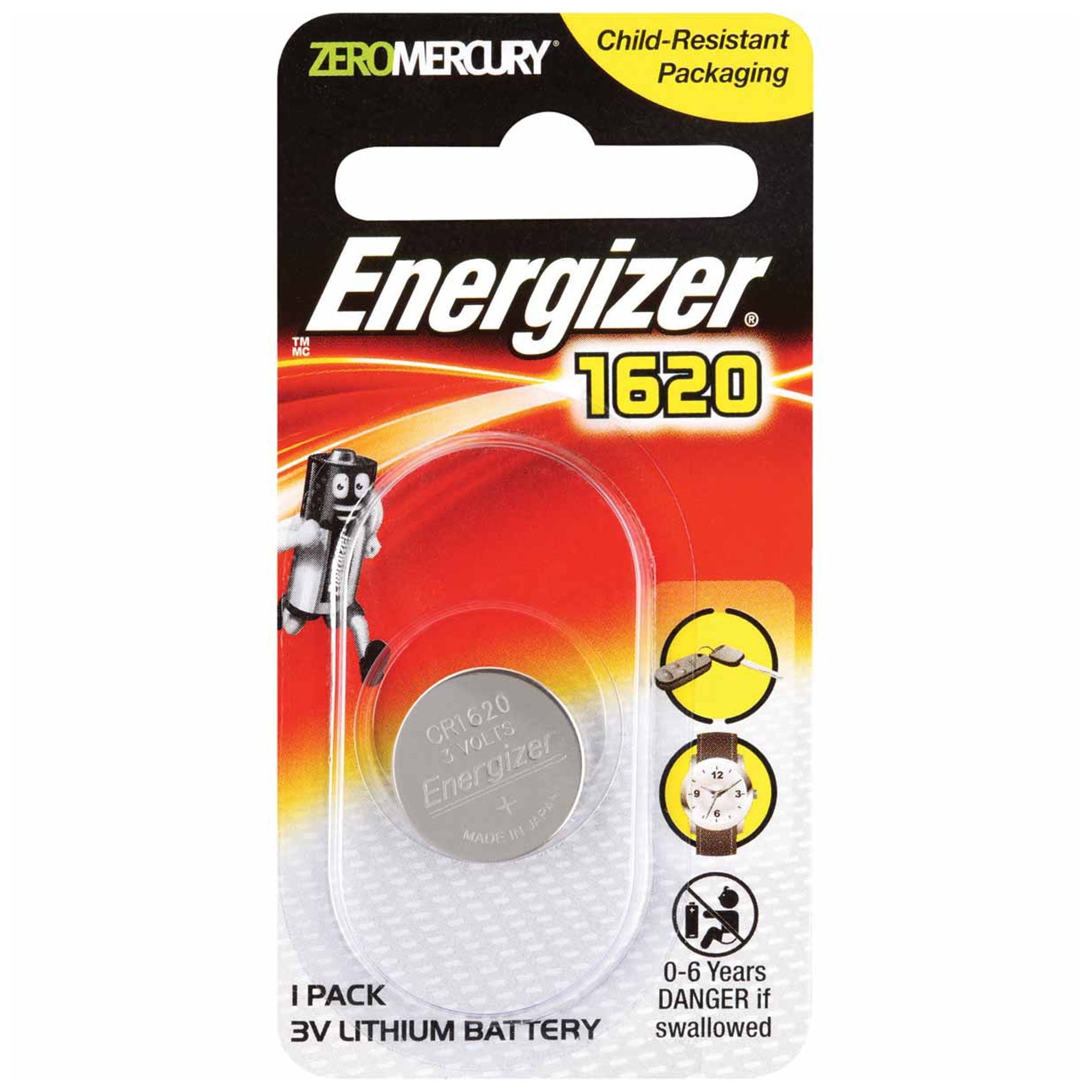 CR1620 Energizer 3 Volt Lithium Coin Cell Battery (On a Card) Walmart