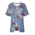 thumbnail image 4 of Oversized Tshirts for Curvy Women Plus Size Summer Graphic Tees Trendy Casual Short Sleeve Loose Fit Tops Tshirt(Sky Blue 4XL), 4 of 4