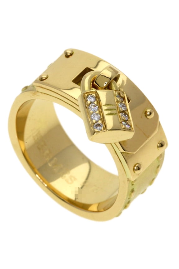Pre-Owned Hermes Kelly Diamond Ring #54, 18K Yellow Gold, Women's