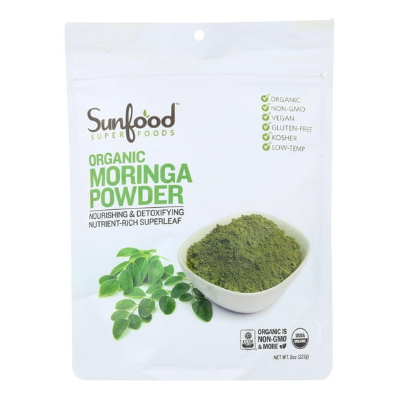 Sunfoods Superfoods Organic Moringa Powder Green Superfood Non-GMO, 8 Oz