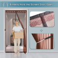 thumbnail image 3 of Fzchyzoar Magnetic Screen Door Reinforced Magnets 37.4" x 90.5" Fits Door Size 35" x 88" with Powerful Magnets Pet and Kid Friendly for Front Door, Brown Stripes, 3 of 6