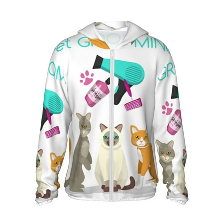 Kdxio Pet Care Grooming Print Women Men Sun Protection UPF 50+ Jackets Zip Up Long Sleeve Hoodie Hiking Lightweight with Pockets