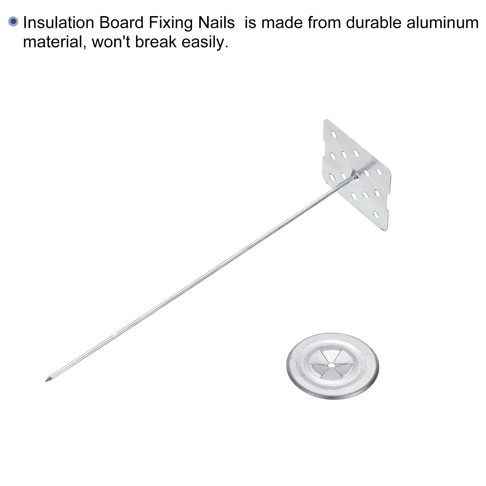 120mm Perforated Insulation Pins with Round Washer,50 Sets 2in Insulating Nails Wall Plug for Fixing Foam Boards to Wall or Ceiling