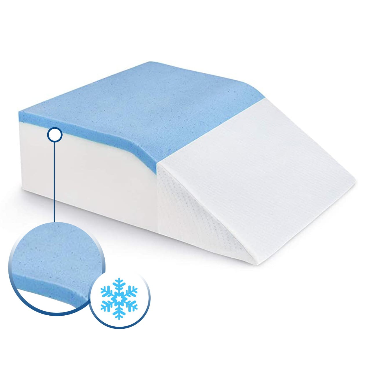Leg Elevation Pillow Full Cooling Gel Memory Foam Top, HighDensity