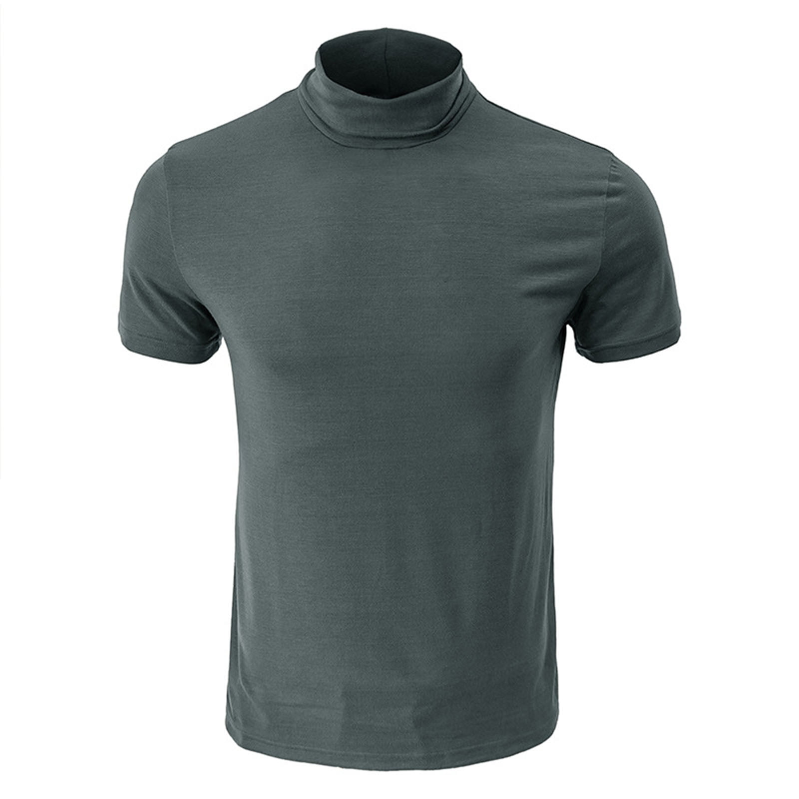 YYDGH Mens Mock Turtleneck T Shirts Short Sleeve Solid Color