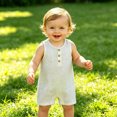 thumbnail image 2 of Gunia Toddler Boys Girls Outfit Sleeveless Romper Jumpsuit Summer Infant Clothes Set White 18-24 Months, 2 of 6