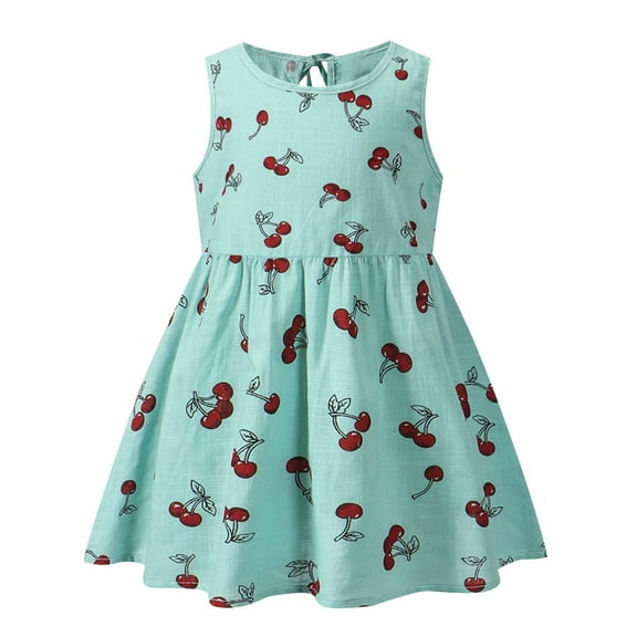 JoyHoop 2025 Spring Summer New Baby Girls Vest Dress Kids Sleeveless Korean Print Dress Sweet Girl Cotton Linen Princess Dress 6m-7y