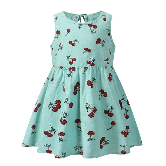 Économies d'Été! Robe d'Été pour Enfants, Robes Décontractées pour Filles en Liquidation, Robe Sans Manches Imprimée Mode et Mignonne Robe de Princesse Respirante Douce et Confortable
