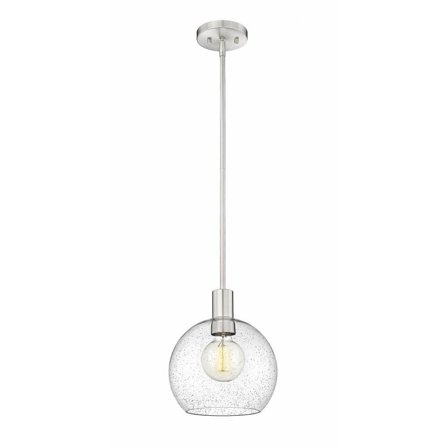 1 Light Pendant in Modern Style-11 inches Tall and 9.75 inches Wide-Brushed Nickel Finish-Clear Seedy Glass Color Bailey Street Home 372-Bel-4973892