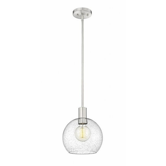 1 Light Pendant in Modern Style-11 inches Tall and 9.75 inches Wide-Brushed Nickel Finish-Clear Seedy Glass Color Bailey Street Home 372-Bel-4973892