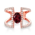 thumbnail image 2 of Gem Stone King 2.01 Ct Oval Red Rhodolite Garnet 18K Rose Gold Plated Sterling Silver Ring (Size 6) (Size 6), 2 of 3