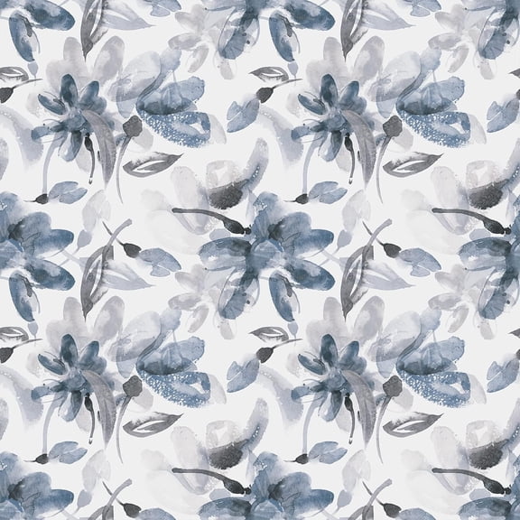 17.7"x118" Vintage Ink Floral Wallpaper Grey/White/Navy Blue Plum Blossom Floral Peel and Stick Wallpaper Removable Self Adhesive Neutral Flower Contact Paper for Cabinets Shelves Bathroom