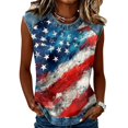 thumbnail image 2 of Tank Tops for Women Diagonal Stripe Star Round Neck Sleeveless Shirts Casual Loose Fit Trendy Patriotic Camisole Blouse Sky Blue 2XL, 2 of 6