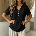 thumbnail image 7 of Rciityk Women's Cotton Linen V Neck T Shirts Solid Color Short Sleeve Chest Pocket Casual Tunic Shirts - Summer Tops for Women, 7 of 7