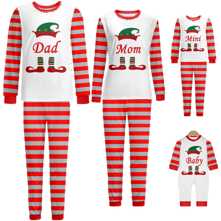 

Matching Family Christmas Pajamas Set Christmas Cartoon Red Stripe Printed Sizes Baby-Kids-Adult-Pet Top and Pants Bodysuits Pajamas Set