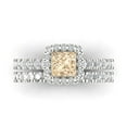 thumbnail image 2 of Clara Pucci 18K White Gold Princess Cut 0.75Ct Natural Morganite Engagement Ring + Matching Band - Luxury Box Included, 2 of 7