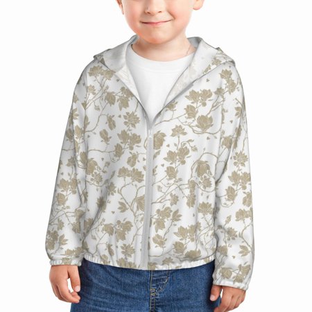 

Vsdgher Vintage Stylized White Color Kids Sun Protection Hoodie with Zip Rash Guard Tops Children s Long Sleeve Sun Protection Clothing - 2 Years