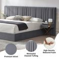 thumbnail image 6 of King Size Bed Frame with Built-in Nightstands, Lift Up Storage Bed with Oversize Upholstered Headboard, Luxury Bed Frame with Underneath Storage, Wood Slats Support, No Box Spring Needed, Gray, 6 of 8