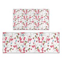 Pioneer Flower Floral Print Pattern Kitchen Rugs Sets Of 2,Anti Fatigue Kitchen Mat Rugs Non Slip Washable,Decorative Kitchen Floor Mats for Kitchen,Sink,Laundry,17"x30" 17"x47"