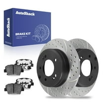 AutoShack 11.18" (283.9 mm) Rear Solid Drilled & Slotted Brake Rotors E-Coated   Ceramic Brake Pads | Replacement for 2011-2015 Hyundai Sonata 2011-2016 Kia Optima | 6-PC Brake Kit | ShadowGuard