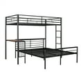thumbnail image 5 of Twin Over Full Metal Bunk Bed with Desk, L Shaped Bunk Bed with Ladder and Quality Slats for Bedroom- Black, 5 of 7