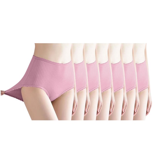 Posijego Womens Cotton Underwear 7 Pack Ladies Full Coverage Soft Breathable Briefs Panties Solid Color