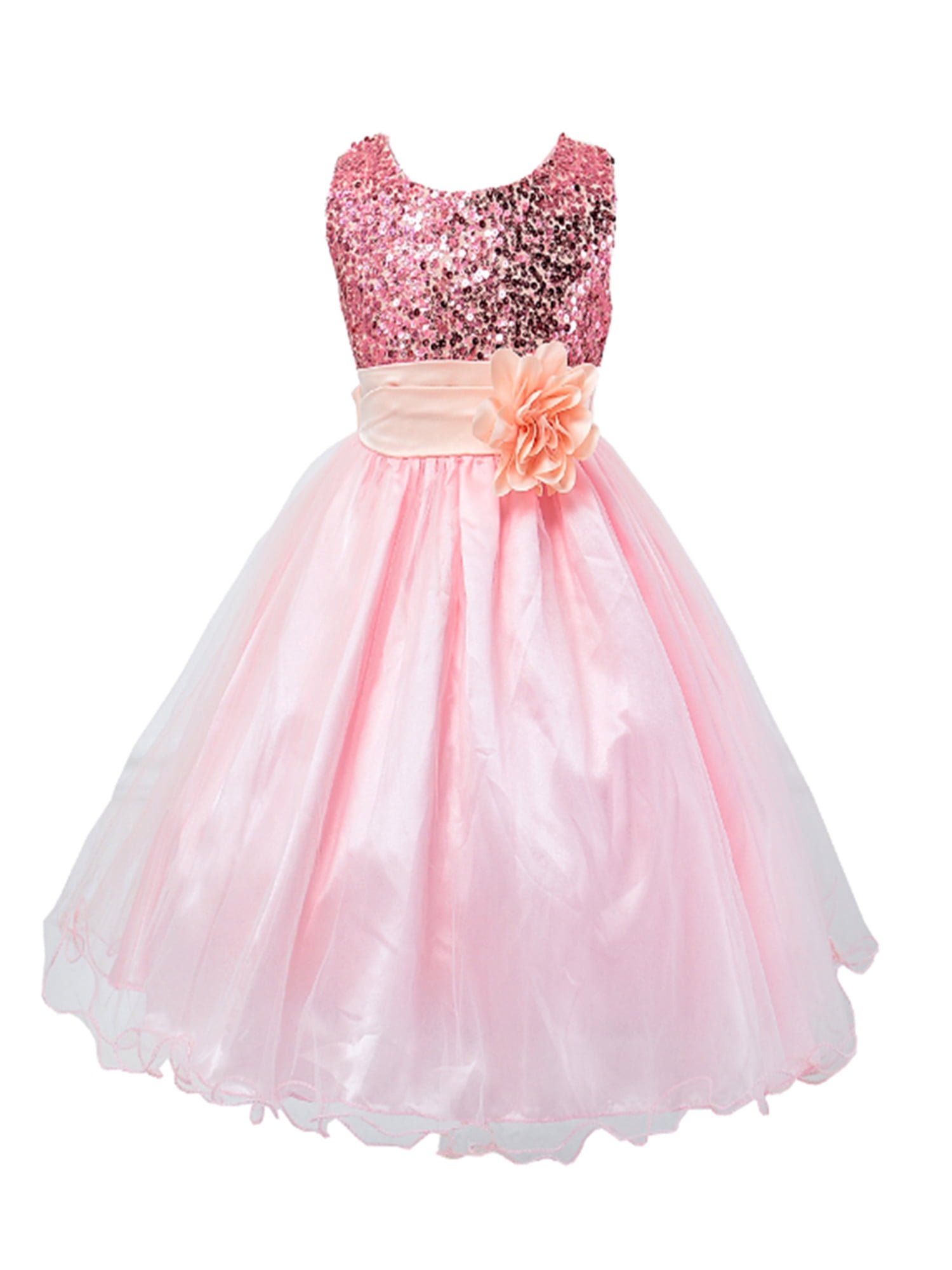 StylesILove Lovely Sequin Flower Girl Dress, 5 Colors (3-4 Years, Pink ...
