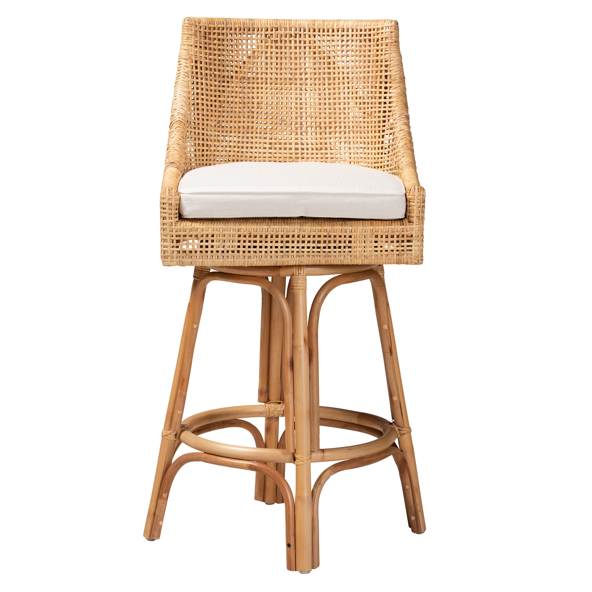 bali & pari Bella Modern Bohemian Natural Brown Rattan Bar Stool