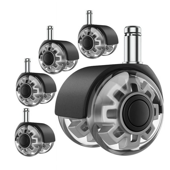 Office Chair Caster Wheels, 2 Inch Heavy Duty Replacement Wheels, Soft & Quiet Rubber for Hardwood Floors & Carpet,5 * Office Chair Caster Wheels,Silver