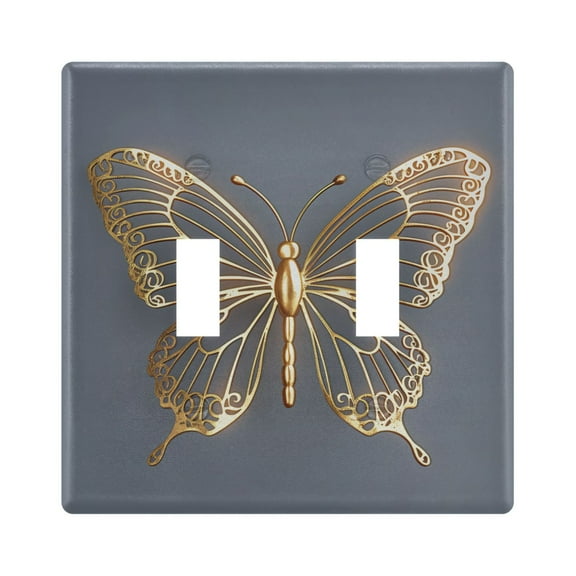 2 Gang Light Switch Cover Plate Luxury Butterfly Wall Plate Electrical Decorate Outlet Cover Plates 4.56”x4.48”