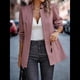 thumbnail image 5 of Chaqueta Blazer Informal de Oficina para Mujer, de Larga, con Solapa y Abertura Frontal. Rojo Oscuro L, 5 of 8