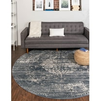 Unique Loom Chateau Collection Area Rug - Hoover (4' 1" Round Gray Blue/Beige)