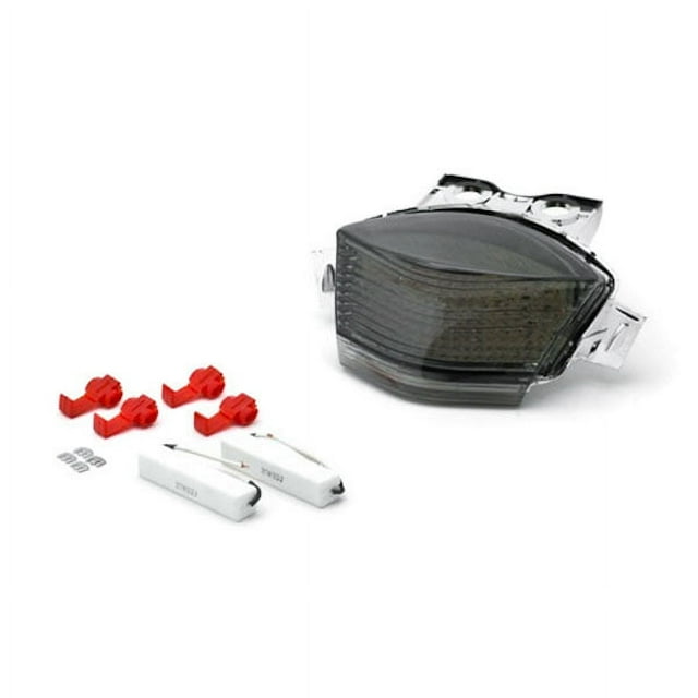 Krator Smoke LED Tail Light Integrated with Turn Signals Compatible with 2006 Kawasaki Ninja 650R / EX650 / ER-6f